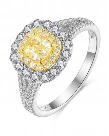 MULTI TONE CUSHION DIAMOND ENGAGEMENT RING (TR3862)